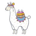 Cartoon llama pack animal, cute nursery element