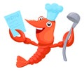 Cartoon lobster chef. Funny seafood restaurant mascot Royalty Free Stock Photo