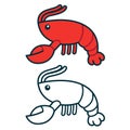 Cartoon lobster or crawfish drawing Royalty Free Stock Photo