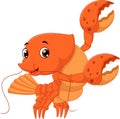 Cartoon lobster waving Royalty Free Stock Photo