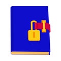 Cartoon locked blue diary