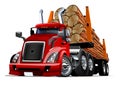 Cartoon logging truck Royalty Free Stock Photo