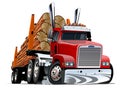 Cartoon logging truck Royalty Free Stock Photo