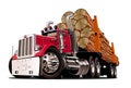 Cartoon logging truck Royalty Free Stock Photo