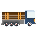 Cartoon logging truck. Vector illustration on a white background Royalty Free Stock Photo