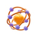 Cartoon look atom physic symbol isometric flat icon ozone molecular 3d render