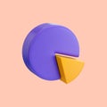 Cartoon look business pie chart icon 3d render concept for analyzing marketing