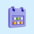 Cartoon look calendar icon 3d render concept for remember date time schedule