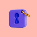 Cartoon look lock icon 3d render concept for privacy and security of house Royalty Free Stock Photo