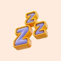 Cartoon look snooze icon 3d render concept for sleeping bed tired beautiful dream