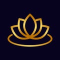 Cartoon lotus outline gold vector