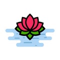 Cartoon lotus on the water