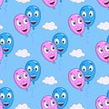 Cartoon Love Balloons Seamless Pattern