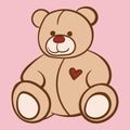 Cartoon lovely Teddy Bear children`s toy girl vector line art