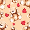 Cartoon lovely Teddy Bear Saint Valentine's day seamless pattern Royalty Free Stock Photo