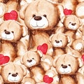 Cartoon lovely Teddy Bear Saint Valentine's day seamless pattern Royalty Free Stock Photo