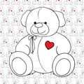 Cartoon lovely Teddy Bear toy monochrome seamless pattern vector Royalty Free Stock Photo