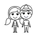 Cartoon lovers couple kawaii characters Royalty Free Stock Photo
