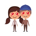 Cartoon lovers couple kawaii characters Royalty Free Stock Photo