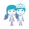 Cartoon lovers couple kawaii characters Royalty Free Stock Photo