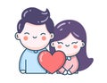 Cartoon loving couple cute kids valentine\'s day postcard