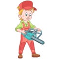 Cartoon lumberjack with chainsaw