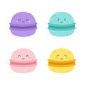 cartoon macaroon set characters isolated on white