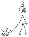 Cartoon of Mad Man with Duck Royalty Free Stock Photo