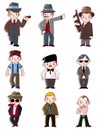 Cartoon mafia icon set