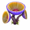 cartoon magical fantasy beautiful mushroom, 3d illustration, Royalty Free Stock Photo