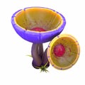 cartoon magical fantasy beautiful mushroom, 3d illustration, Royalty Free Stock Photo