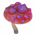 cartoon magical fantasy beautiful mushroom, 3d illustration, Royalty Free Stock Photo