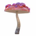 cartoon magical fantasy beautiful mushroom, 3d illustration, Royalty Free Stock Photo