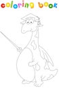 Cartoon magister dragon with a pointer. Coloting book Royalty Free Stock Photo