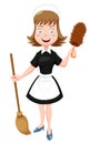 Cartoon Maid with broom