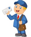 Cartoon Mail carrier with bag and letter Royalty Free Stock Photo
