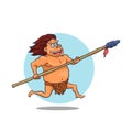 Cartoon Male Caveman Character with spear. Vector Royalty Free Stock Photo