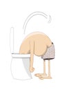 Cartoon of male character putting his head in the toilet