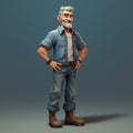 Male Casual Game Character In Blue Shirt - Stan Lee Style Concept Art