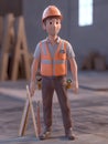 Cartoon male construction worker in bright attire Royalty Free Stock Photo