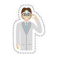 cartoon male doctor glasses smile