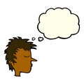 cartoon male face with thought bubble Royalty Free Stock Photo