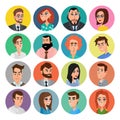 Cartoon male and female faces collection. Vector collection icon set of colorful people modern flat design. Avatars characters of