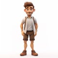 Cartoon Male Figurine With Short Hair And Shorts On White Background Royalty Free Stock Photo