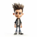 Cartoon Male Figurine With Spiky Hairstyle On White Background Royalty Free Stock Photo