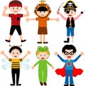 Cartoon male kids in costumes