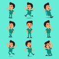 Cartoon male nurse character poses Royalty Free Stock Photo