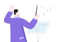 Cartoon male orchestra director classical music maestro vector flat illustration