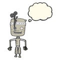 cartoon malfunctioning robot with thought bubble Royalty Free Stock Photo