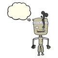 cartoon malfunctioning robot with thought bubble Royalty Free Stock Photo